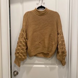 Beige Balloon Sleeve Sweater